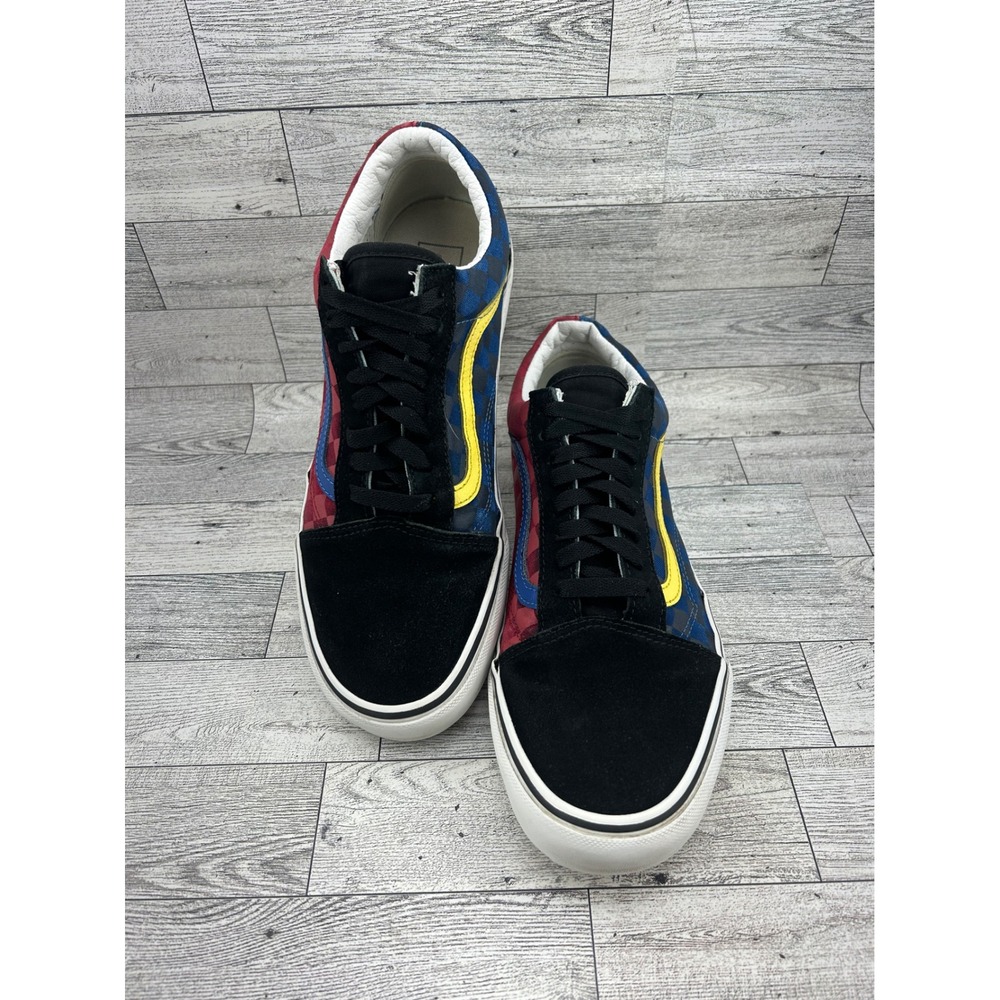 Vans Old Skool Checkerboard Multi Color Red Blue Yellow Sneakers Mens 10 507698